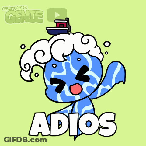 Cartoon Character With Word Adios In White GIF