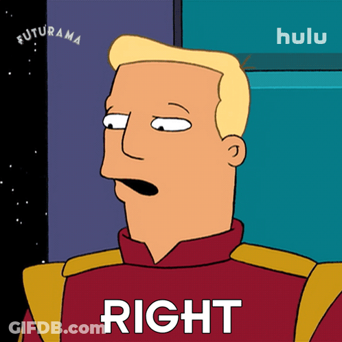 Cartoon Character With Word Right On Chest GIF