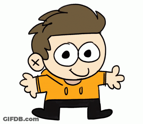 Cartoon Character With X On Ear In Orange Shirt GIF