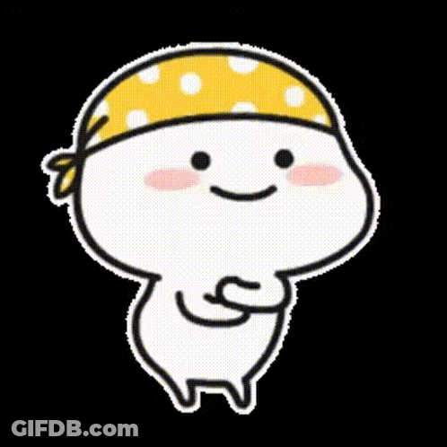 Cartoon Character With Yellow Bandana And Smile GIF