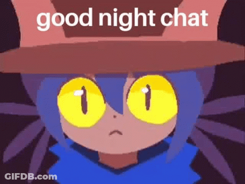 Cartoon Character With Yellow Eyes Saying Good Night Chat GIF