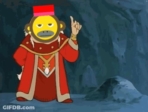 Cartoon Character With Yellow Face And Red Hat Holding Sword GIF