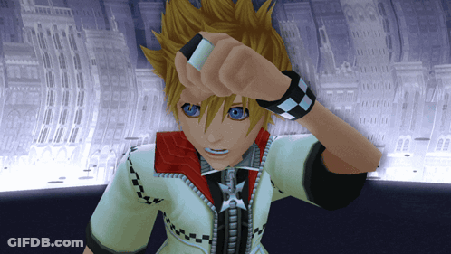 Cartoon Character With Yellow Hair And Blue Eyes Holding Fist Up GIF