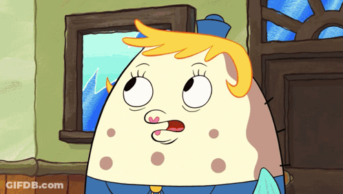 Cartoon Character With Yellow Haircut Standing In Front Of Door GIF