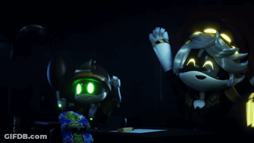 Cartoon Character With Yellow Light Next To Another GIF