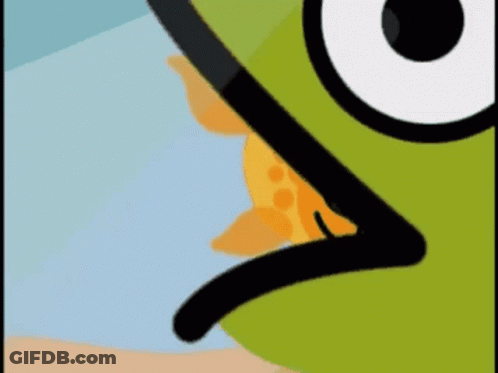 Cartoon Character With Yellow Object In Mouth GIF