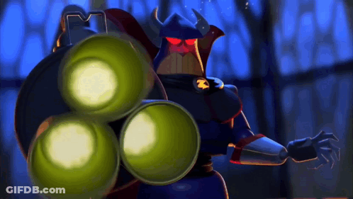 Cartoon Character With Z Holding Green Barrels GIF