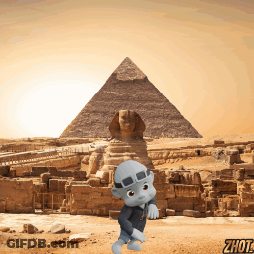 Cartoon Character With Zhot Text Pyramid GIF