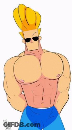 Cartoon Character Without Shirt And Sunglasses GIF