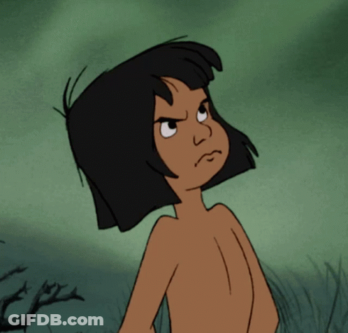 Cartoon Character Without Shirt Serious Face GIF