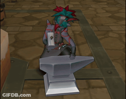 Cartoon Character Working On Anvil GIF