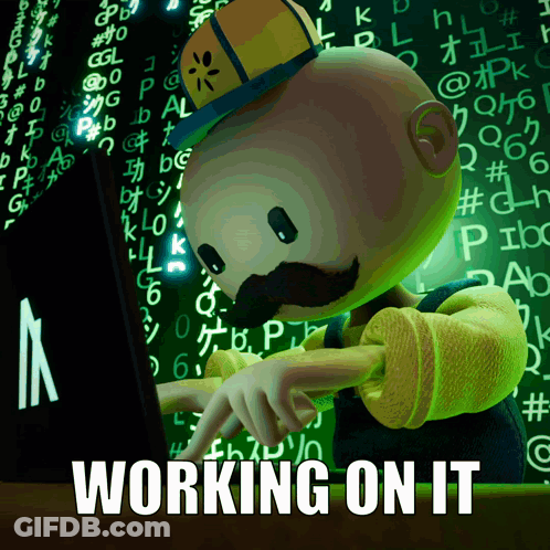 Cartoon Character Working On Computer Working GIF