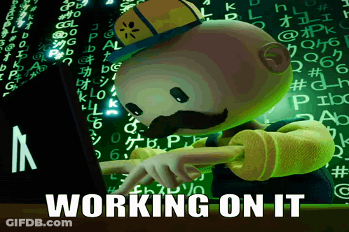 Cartoon Character Working On Computer Working On It GIF