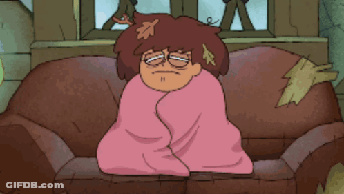 Cartoon Character Wrapped In Pink Blanket GIF