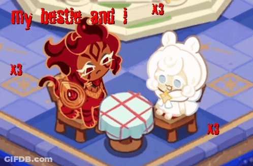 Cartoon Characters At Table 'My Bestie And I GIF