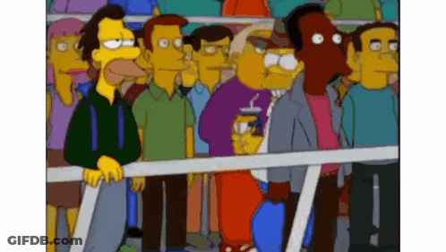Cartoon Characters Behind Railing GIF