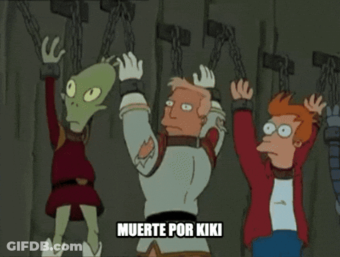 Cartoon Characters Chained To Wall Saying Muerte Por Kiki GIF
