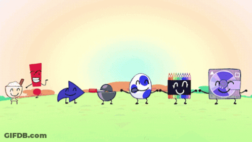 Cartoon Characters Dancing In A Line GIF