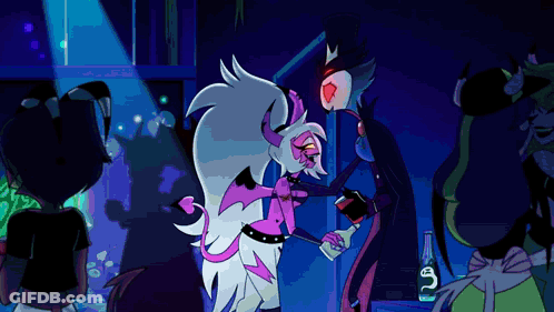Cartoon Characters Dancing In Club GIF