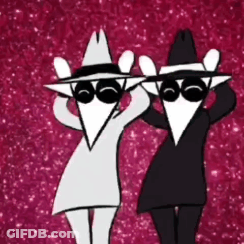 Cartoon Characters Dancing In Hats And Sunglasses GIF