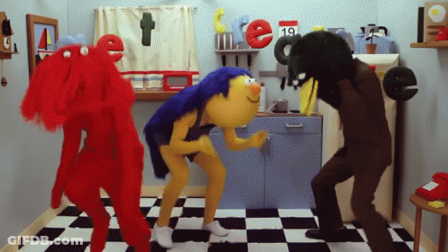 Cartoon Characters Dancing In Kitchen With Calendar 19 GIF