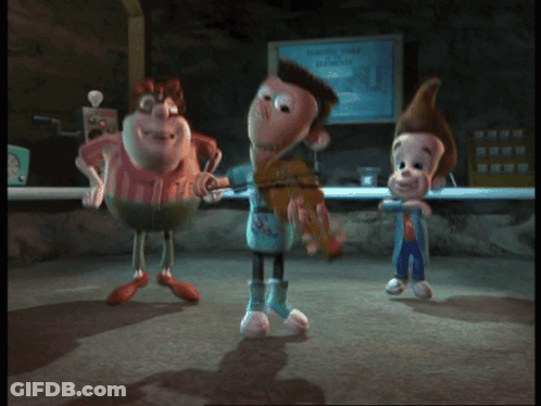 Cartoon Characters Dancing Near A Few Days Ago Sign GIF