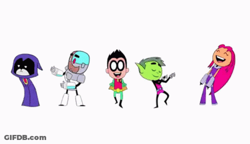 Cartoon Characters Dancing Together GIF