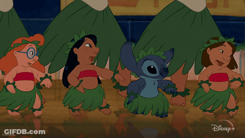 Cartoon Characters Dancing With Disney Logo GIF