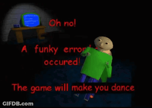 Cartoon Characters Dancing With Funky Error Message GIF