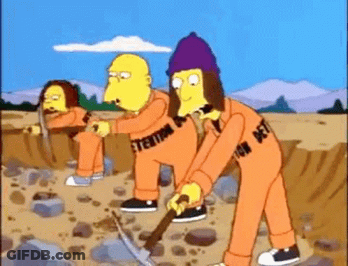 Cartoon Characters Digging With Dept Jumpsuit GIF