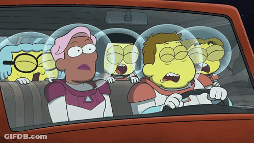 Cartoon Characters Driving Car GIF