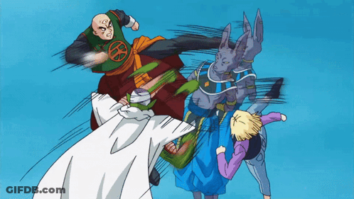Cartoon Characters Fighting One Wearing K Shirt GIF