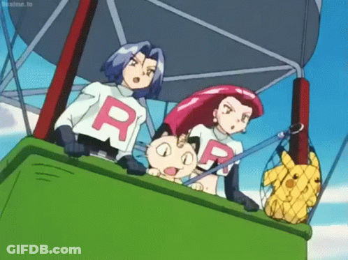 Cartoon Characters Flying In Hot Air Balloon With Pikachu GIF