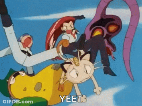 Cartoon Characters Flying With Yeets GIF