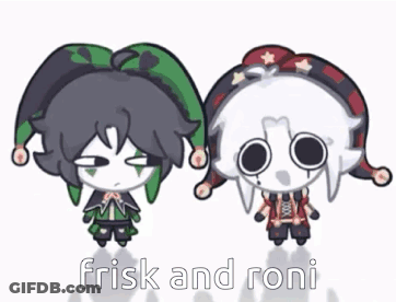 Cartoon Characters Frisk And Roni Standing Together GIF