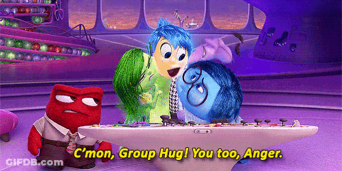 Cartoon Characters Group Hug C Mon You Too Anger GIF