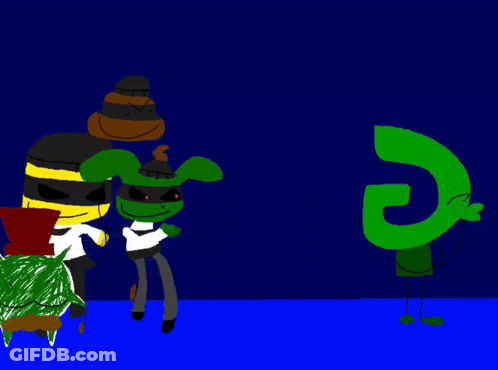 Cartoon Characters Group With Green Character GIF