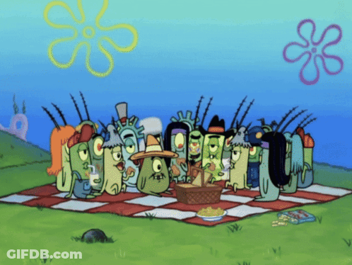 Cartoon Characters Having A Picnic GIF