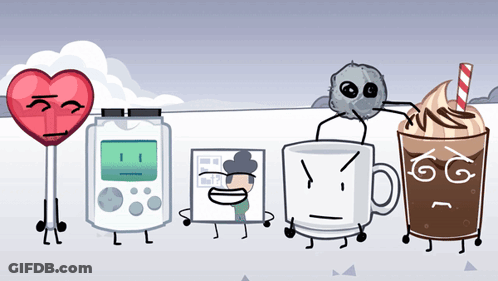 Cartoon Characters Heart Game Boy Coffee Cup GIF