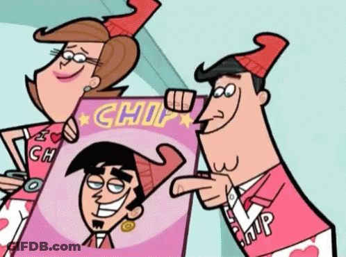Cartoon Characters Holding Chip Magazine GIF