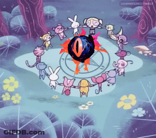 Cartoon Characters Holding Hands In Circle GIF