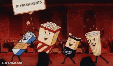 Cartoon Characters Holding Sign Saying Refreshments GIF