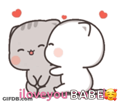 Cartoon Characters Hugging I Love You Babe GIF