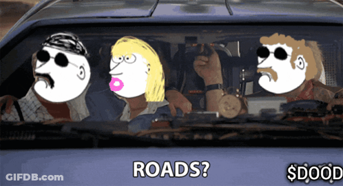 Cartoon Characters In Car Saying Roads S Dood GIF