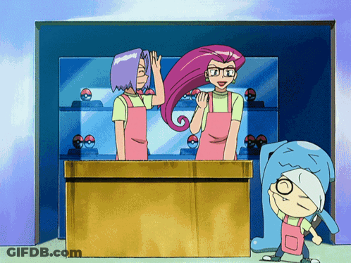 Cartoon Characters In Front Of Pokémon Balls GIF