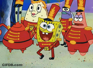Cartoon Characters In Red Uniforms GIF