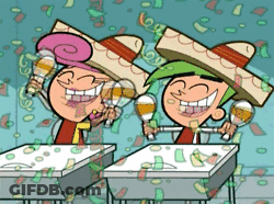 Cartoon Characters In Sombreros Holding Maracas And Beer GIF