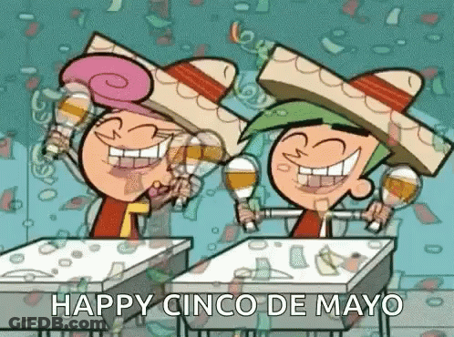 Cartoon Characters In Sombreros Holding Maracas GIF
