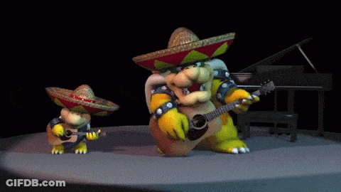 Cartoon Characters In Sombreros Playing Guitars GIF