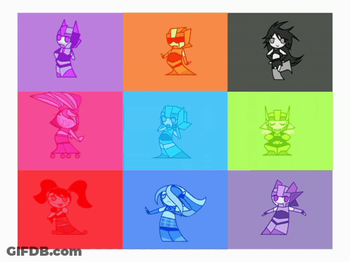 Cartoon Characters Lined Up GIF